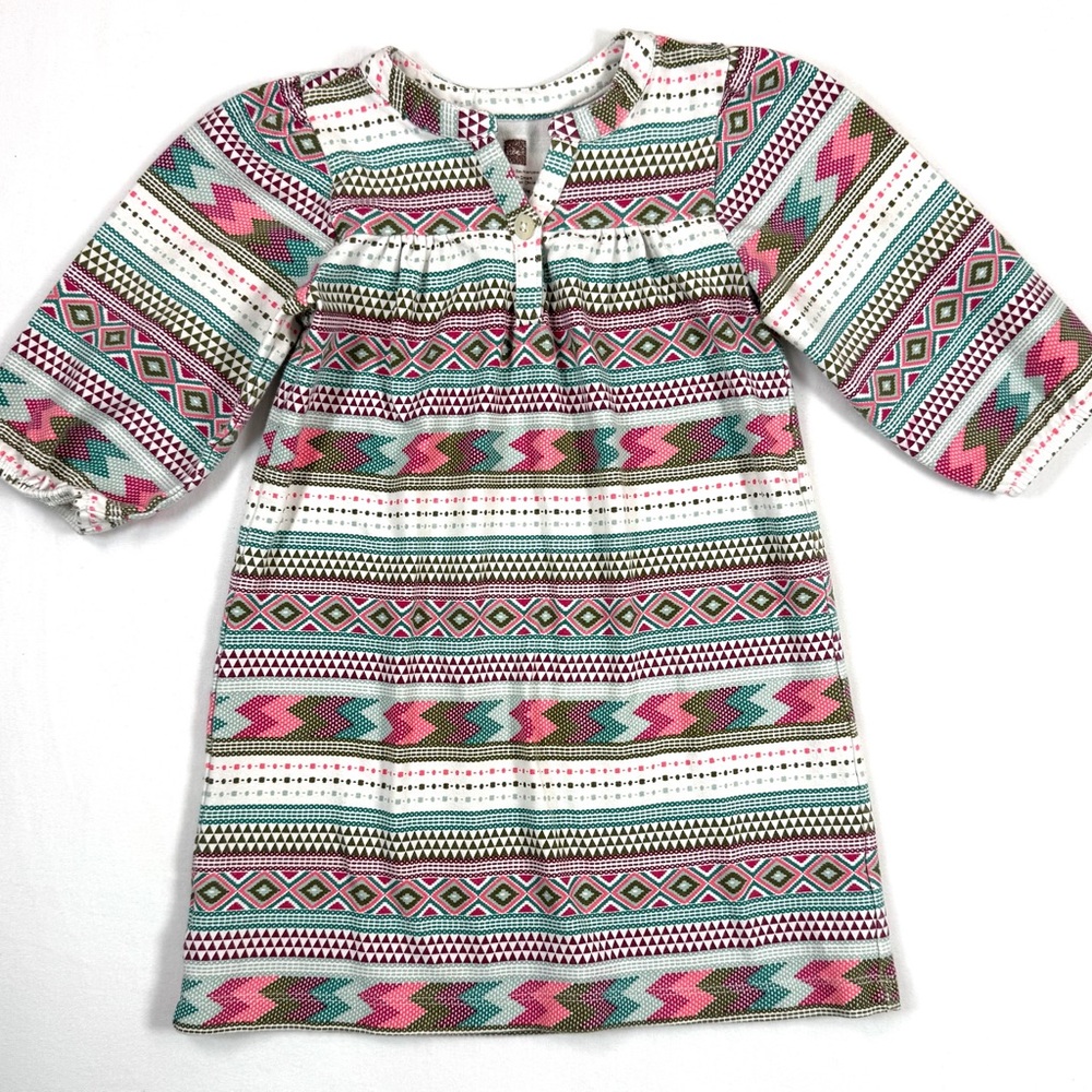 TEA Girls Fair Isle Long Sleeve‎ Knit Dress 3 Global Print Winter Boho Cute